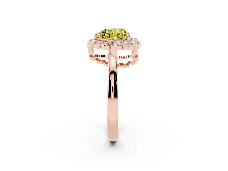 Heart-Shaped Halo Engagement Ring Setting for a Fancy Yellow Lab-Grown Diamond | Rose Gold - Design NV-24719
