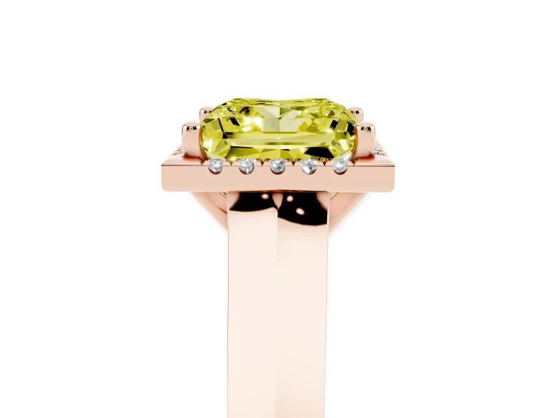 Princess Cut Halo Engagement Ring Setting for a Fancy Yellow Lab-Grown Diamond | Rose Gold