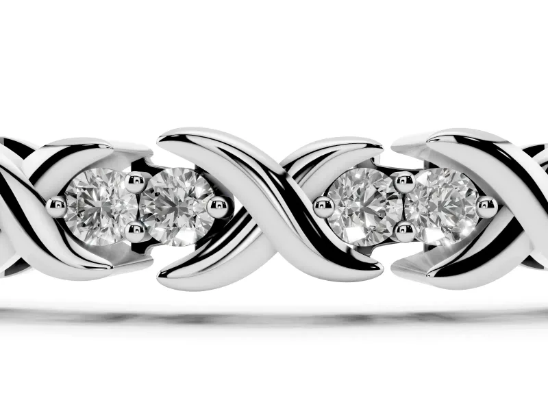 Round Lab-Grown Diamond X-Link Tennis Bracelet | Two-Stone Prong Settings | Sterling Silver