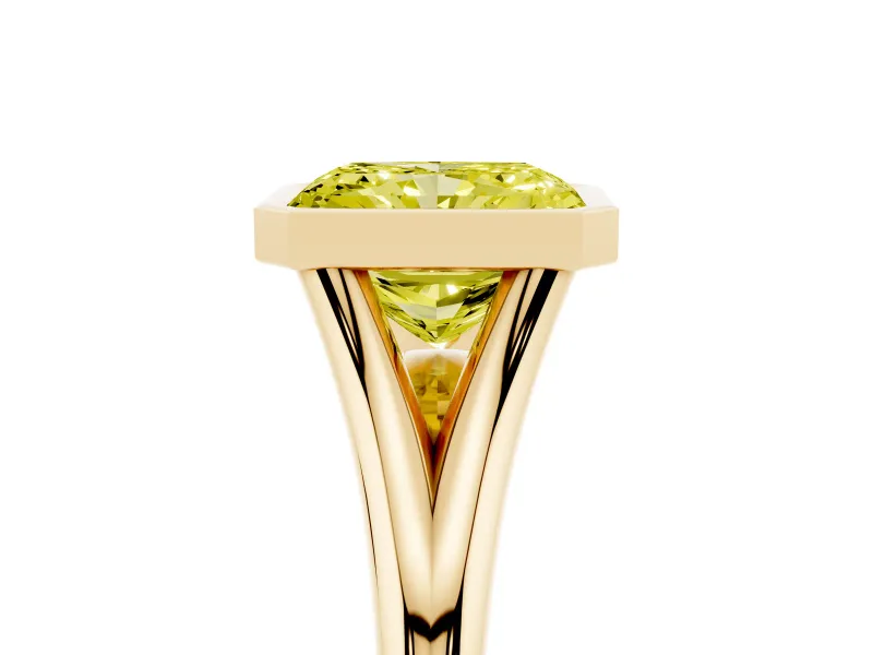 Radiant Cut Bezel Engagement Ring Setting for a Fancy Yellow Lab-Grown Diamond | Yellow Gold