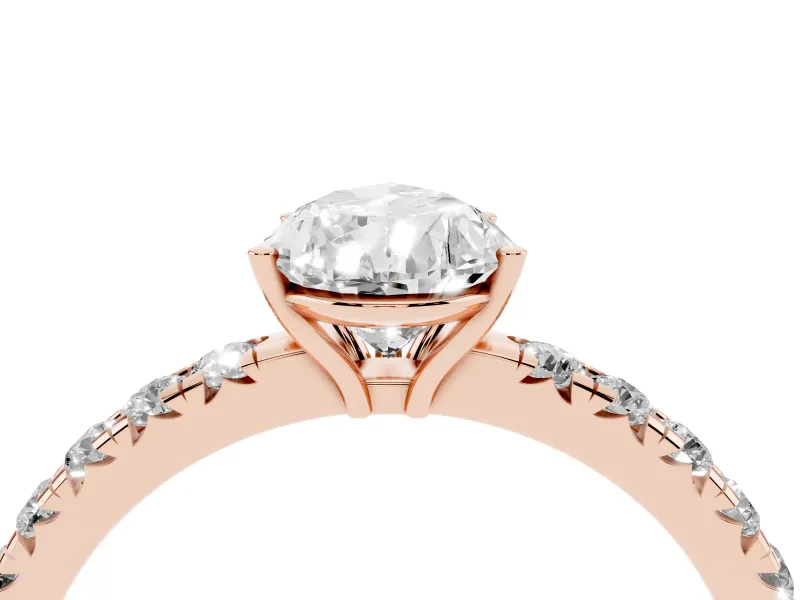 Pear-Shaped Pave Engagement Ring Setting | Shared Prong Band | Rose Gold