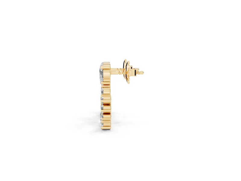 Round Lab-Grown Diamond Crescent Cluster Earrings | Mixed Size Stones | Yellow Gold