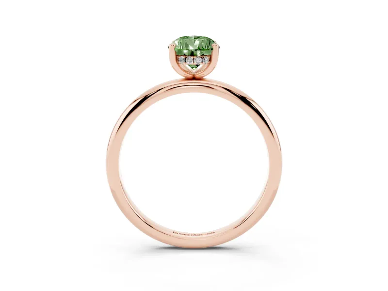 Pear-Shaped Micro-Prong Hidden Halo Engagement Ring Setting for a Fancy Green Lab-Grown Diamond | Plain Band | Rose Gold
