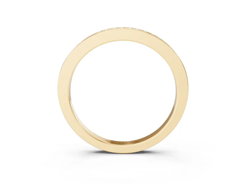 Round Diamond Half Eternity Pavé Band Set in Yellow gold with Plain Lower Shank