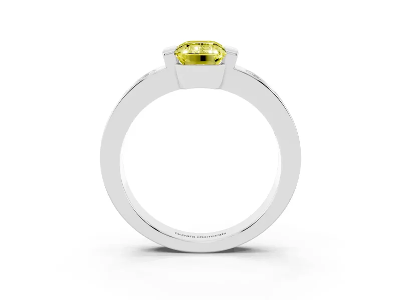 Emerald Cut Tension Style Engagement Ring Setting for a Fancy Yellow Lab-Grown Diamond | Platinum