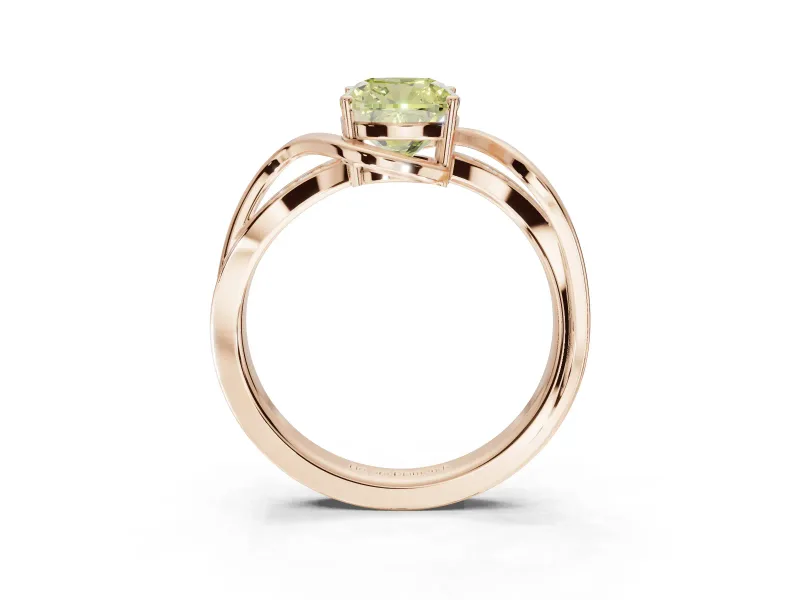 Cushion Cut Bypass Solitaire Engagement Ring Setting for a Fancy Yellow Lab-Grown Diamond | Pavé Strands | Rose Gold