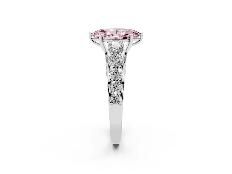 Marquise Engagement Ring Setting for a Fancy Pink Lab-Grown Diamond | Sterling Silver - Design NV-24646
