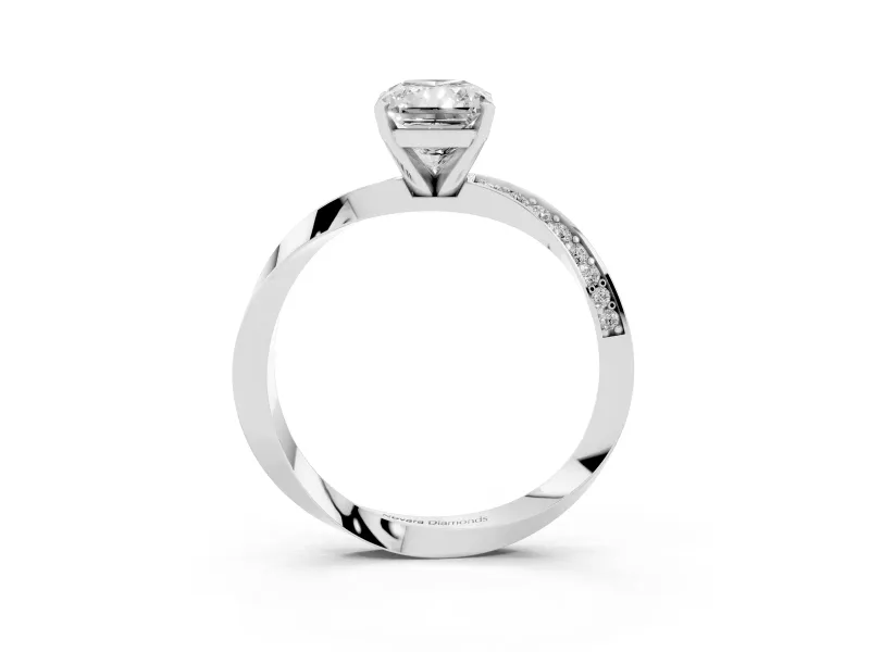 Radiant Cut Diamond Engagement Ring Set in Platinum with Side Stone Accents and Prong Setting