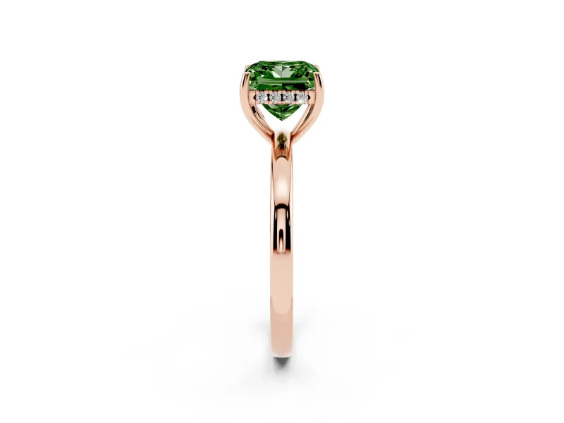 Princess Cut Engagement Ring Setting for a Fancy Green Lab-Grown Diamond | Hidden Halo | Rose Gold