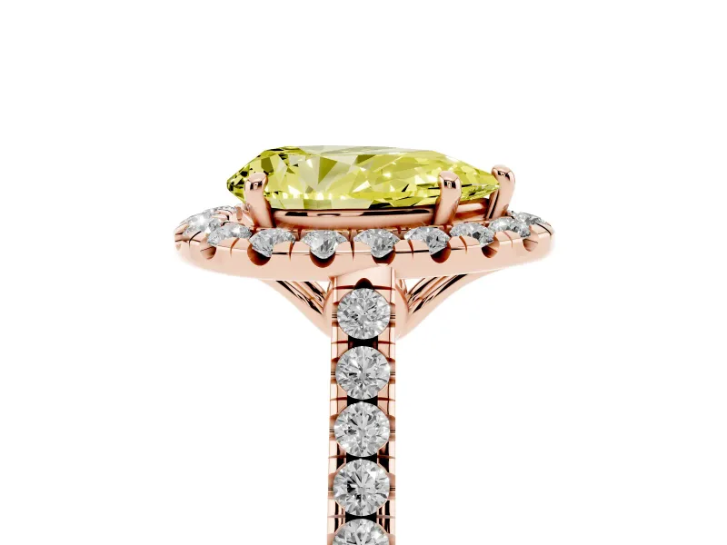 Pear-Shaped Raised Halo Engagement Ring Setting for a Fancy Yellow Lab-Grown Diamond | Rose Gold