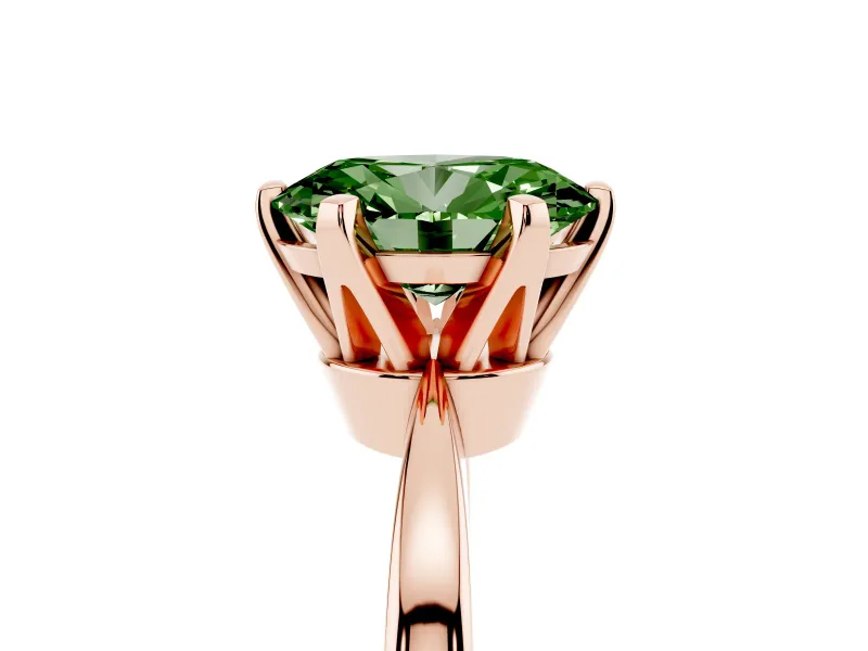 Fancy Green Oval Cut Diamond Solitaire Engagement Ring Set in Rose gold with Slim Tapered Solitaire Band