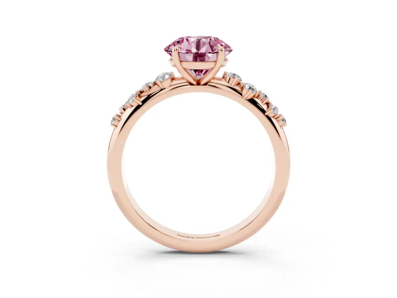 Round Graduated Solitaire Engagement Ring Setting for a Fancy Pink Lab-Grown Diamond | Rose Gold