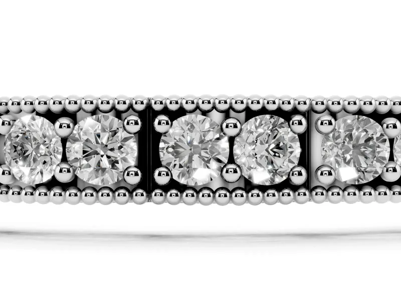 Round Lab-Grown Diamond Vintage Milgrain Tennis Bracelet | Paired Stones | Sterling Silver