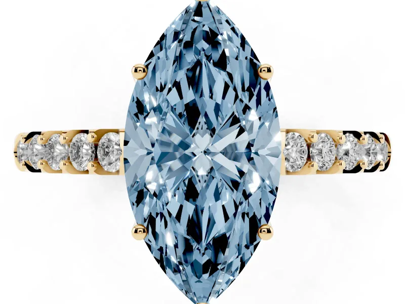 Marquise Engagement Ring Setting for a Fancy Blue Lab-Grown Diamond | Yellow Gold - Design NV-24649