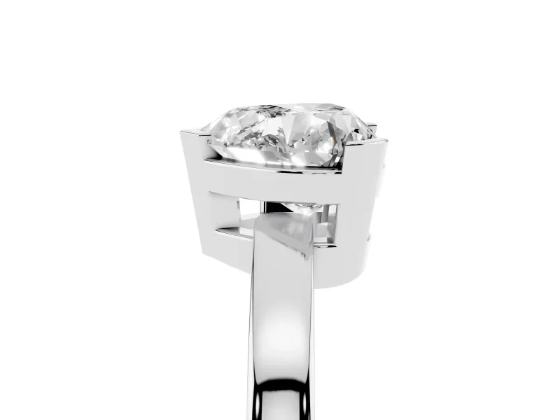 Heart Cut Diamond Solitaire Ring Set in Platinum with Prong Head and Smooth Polished Band