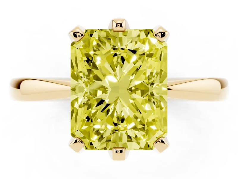 Radiant Cut Engagement Ring Setting for a Fancy Yellow Lab-Grown Diamond | Yellow Gold - Design NV-24888