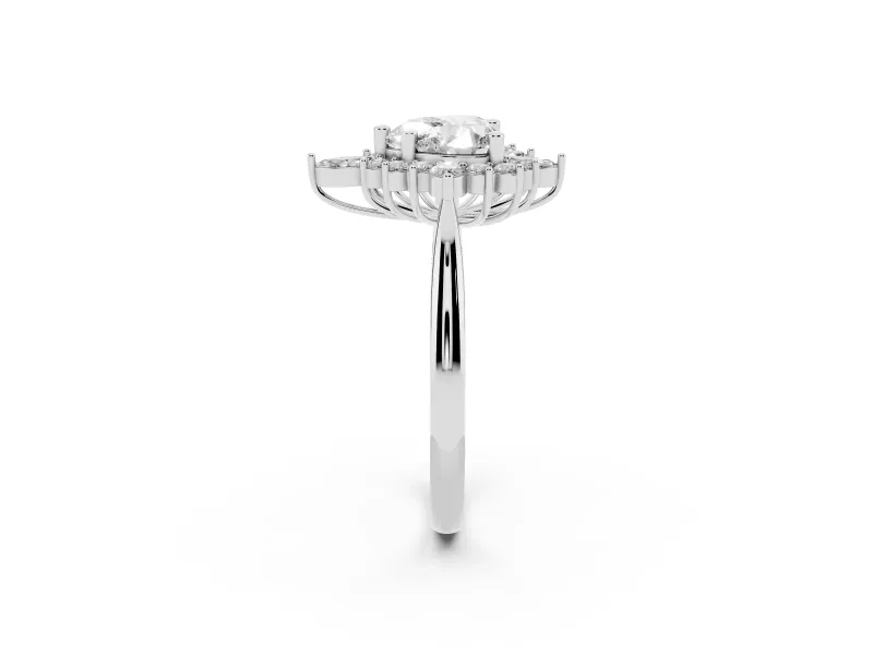 Heart Cut Diamond Cluster Halo Ring Set in Platinum with Marquise and Round Accents
