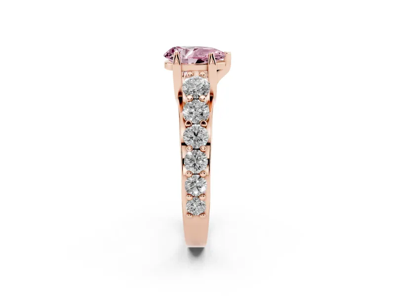 Pear-Shaped Graduated Engagement Ring Setting for a Fancy Pink Lab-Grown Diamond | Rose Gold