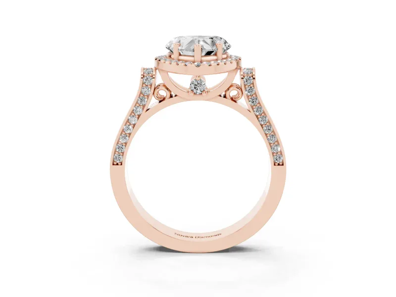 Heart-Shaped Halo Engagement Ring Setting | Pointed Pave Shoulders | Rose Gold