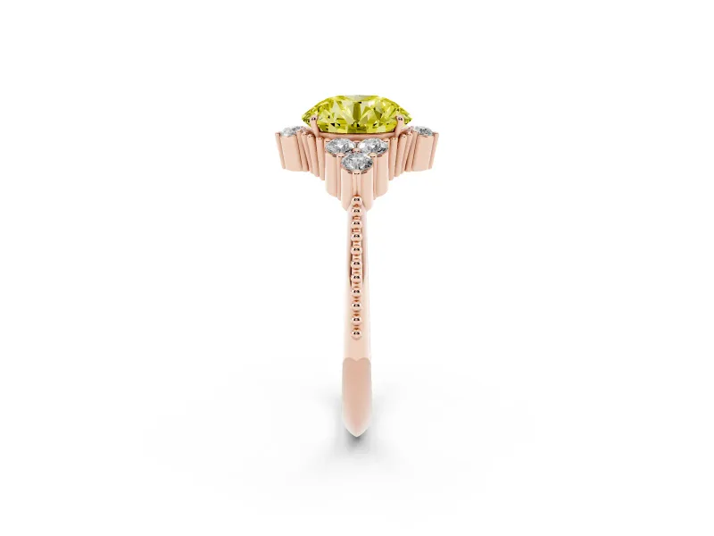 Round Cluster Engagement Ring Setting for a Fancy Yellow Lab-Grown Diamond | Rose Gold