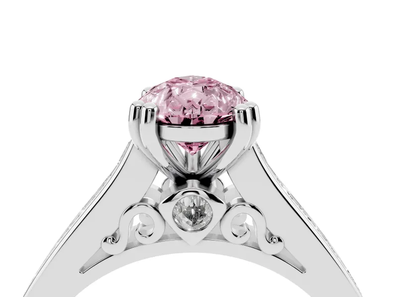 Pear-Shaped Channel Engagement Ring Setting for a Fancy Pink Lab-Grown Diamond | Sterling Silver - Design NV-24671