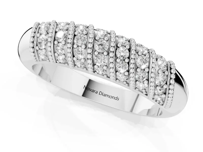 Round Diamond Dome Band Set in Platinum with Channel Setting
