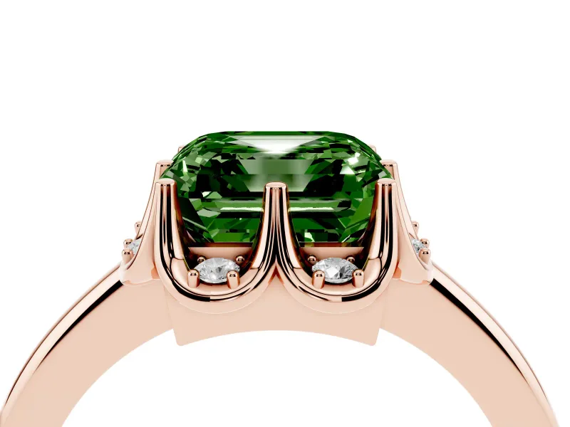 Asscher Cut Petal Halo Engagement Ring Setting for a Fancy Green Lab-Grown Diamond | Rose Gold