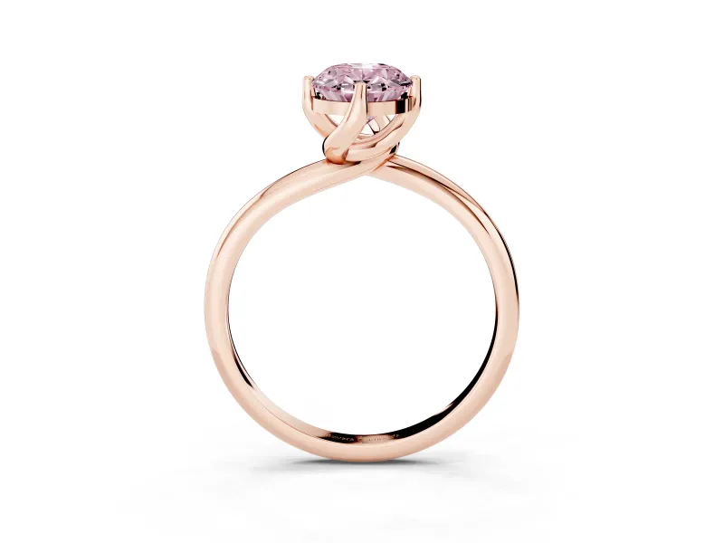 Oval Bypass Solitaire Engagement Ring Setting for a Fancy Pink Lab-Grown Diamond | Rose Gold