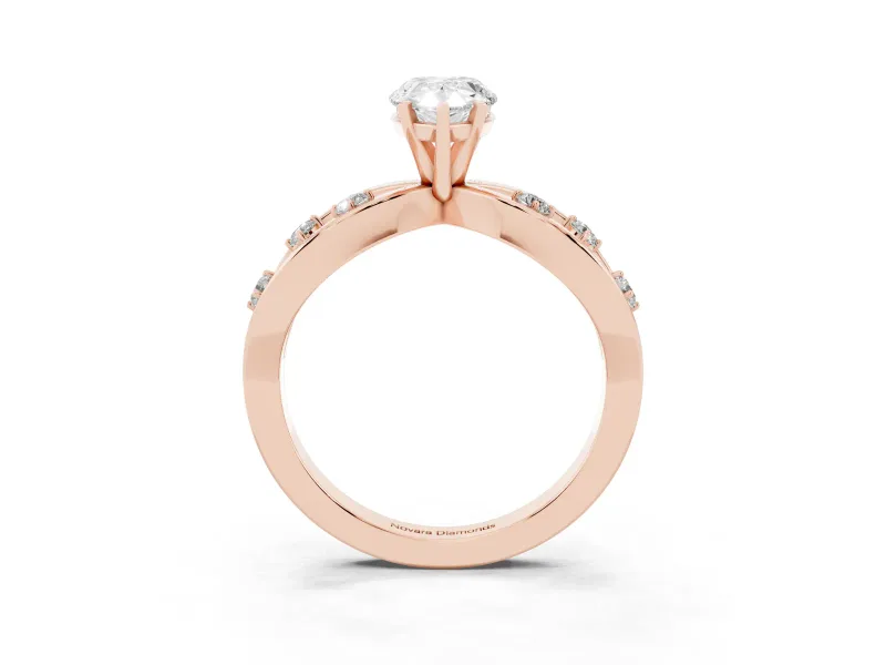 Pear-Shaped Open Loop Engagement Ring Setting | Scattered Accents | Rose Gold