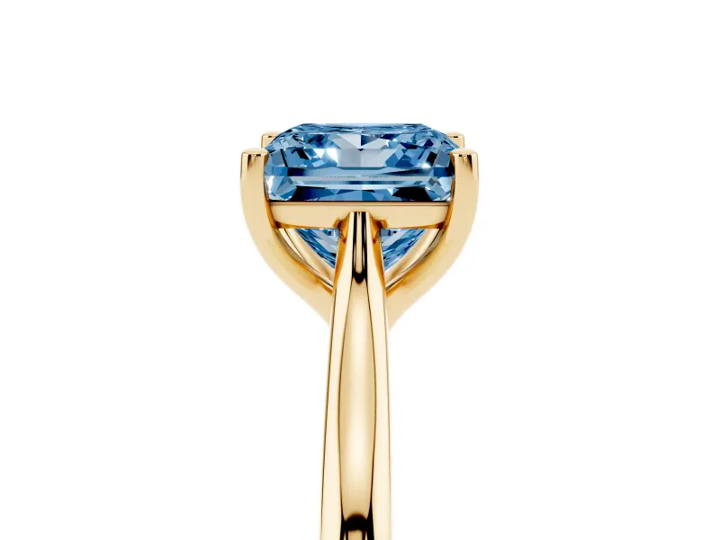 Princess Cut Cathedral Engagement Ring Setting for a Fancy Blue Lab-Grown Diamond | Yellow Gold