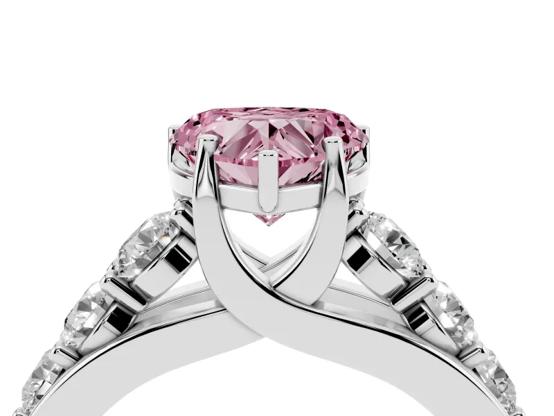 Heart-Shaped Engagement Ring Setting for a Fancy Pink Lab-Grown Diamond | White Gold - Design NV-24645