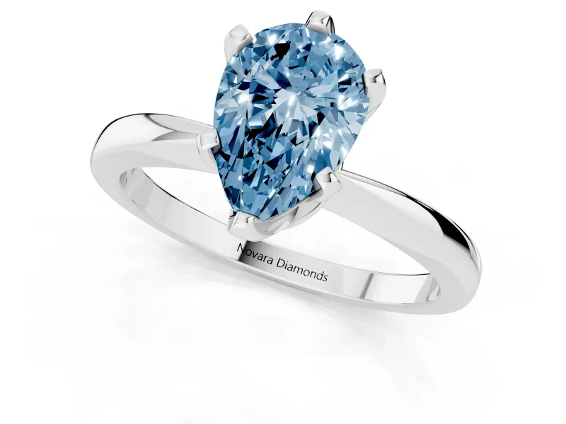 Pear-Shaped Engagement Ring Setting for a Fancy Blue Lab-Grown Diamond | Sterling Silver - Design NV-24888