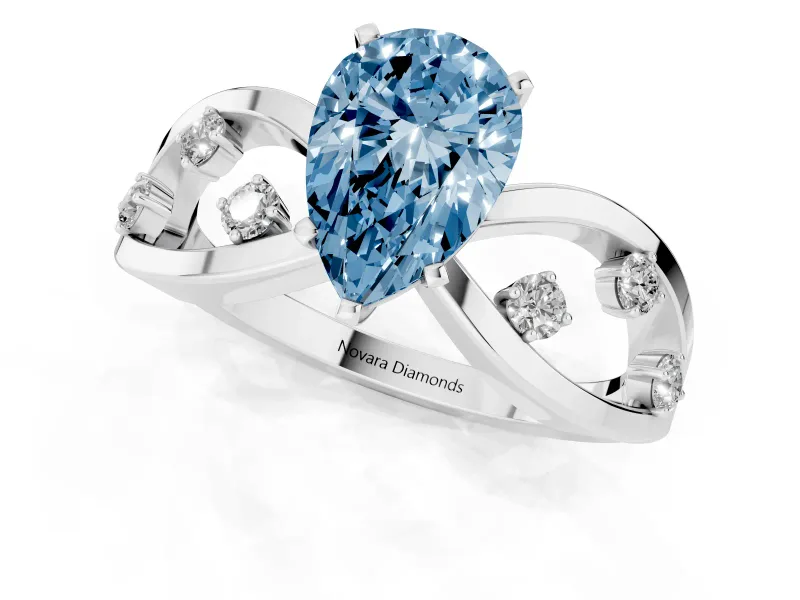 Pear-Shaped Loop Engagement Ring Setting for a Fancy Blue Lab-Grown Diamond | Sterling Silver