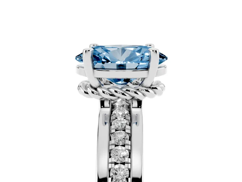 Oval Channel Engagement Ring Setting for a Fancy Blue Lab-Grown Diamond | White Gold