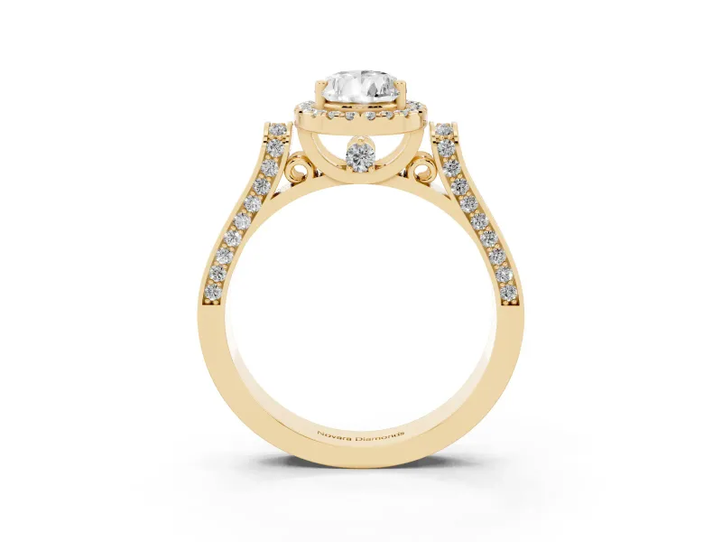 Pear-Shaped Halo Engagement Ring Setting | Pavé Panel Shoulders | Yellow Gold