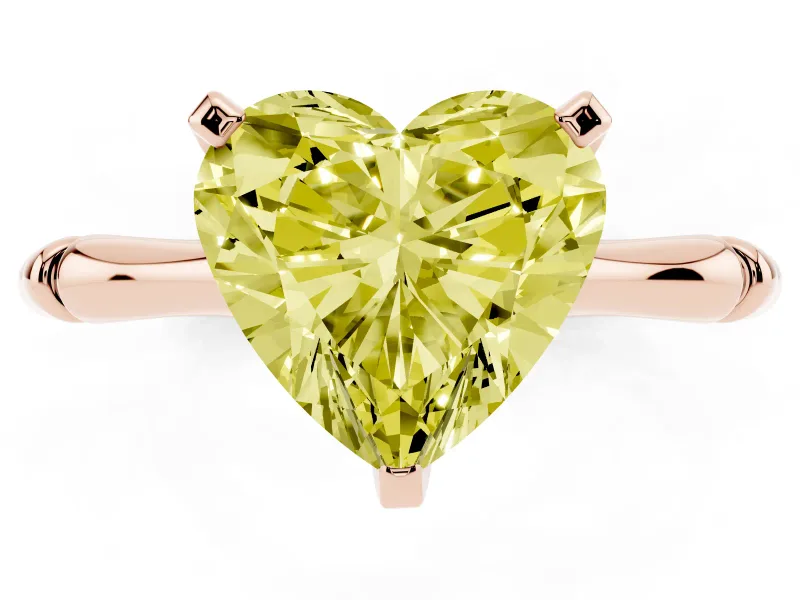Heart-Shaped Bamboo Engagement Ring Setting for a Fancy Yellow Lab-Grown Diamond | Rose Gold