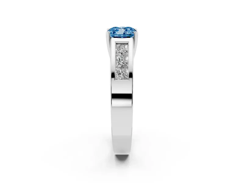 Cushion Cut Channel-Set Engagement Ring Setting for a Fancy Blue Lab-Grown Diamond | Platinum