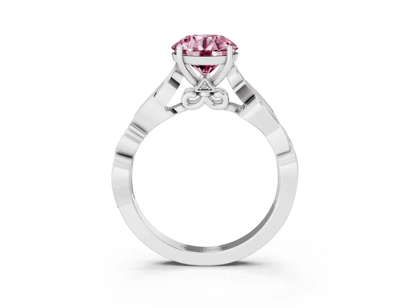 Round Vine Engagement Ring Setting for a Fancy Pink Lab-Grown Diamond | Platinum