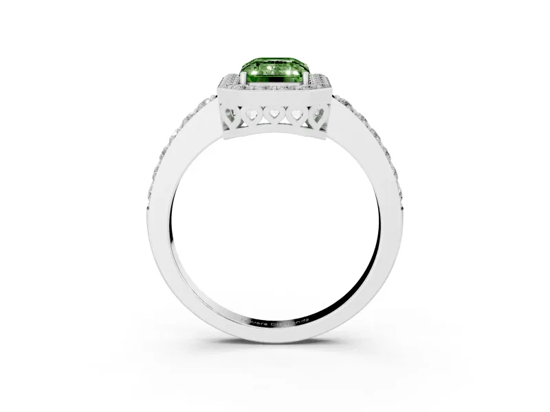 Emerald Cut Halo Engagement Ring Setting for a Fancy Green Lab-Grown Diamond | Platinum - Design NV-24751
