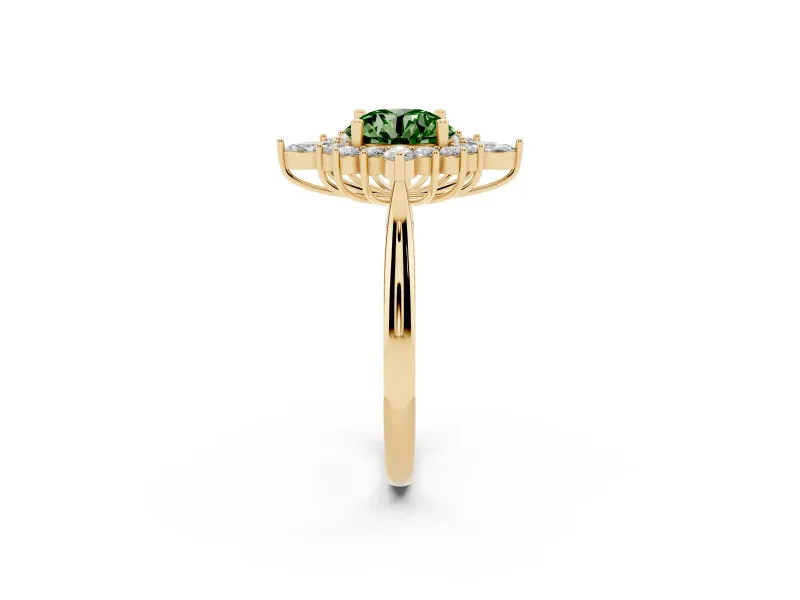 Round Engagement Ring Setting for a Fancy Green Lab-Grown Diamond | Yellow Gold - Design NV-24790