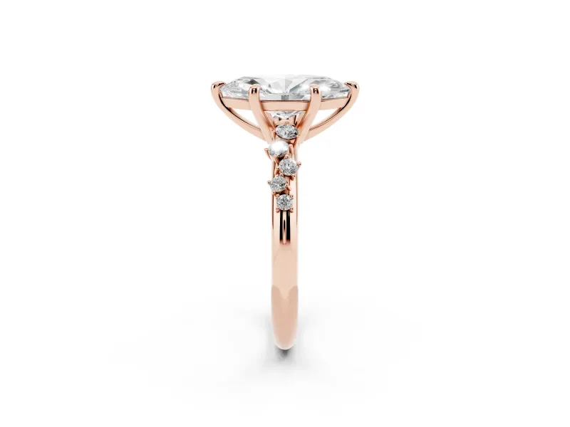 Marquise Graduated Accent Engagement Ring Setting | Scattered Shoulders | Rose Gold