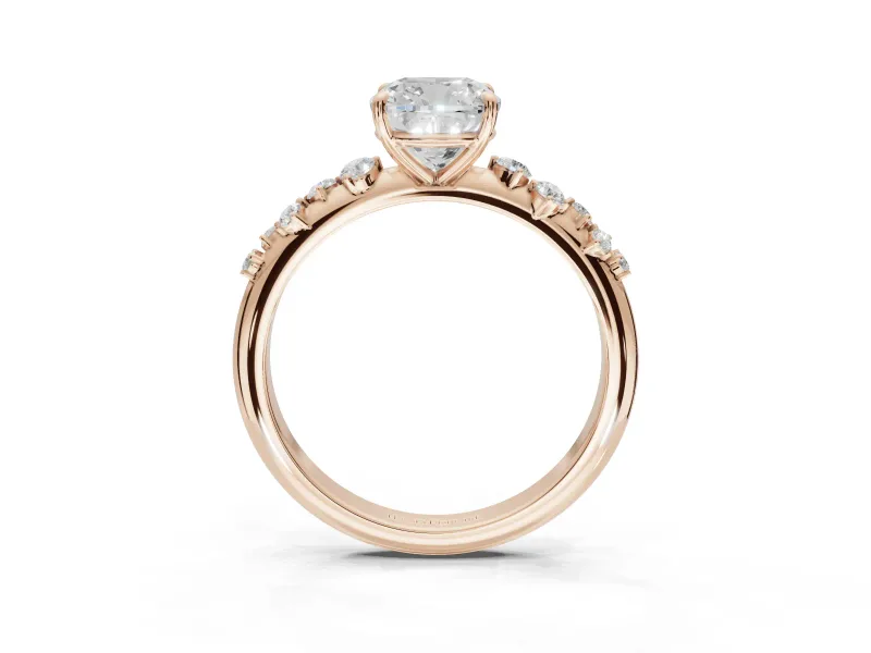 Cushion Cut Solitaire Engagement Ring Setting | Graduated Scattered Accents | Rose Gold