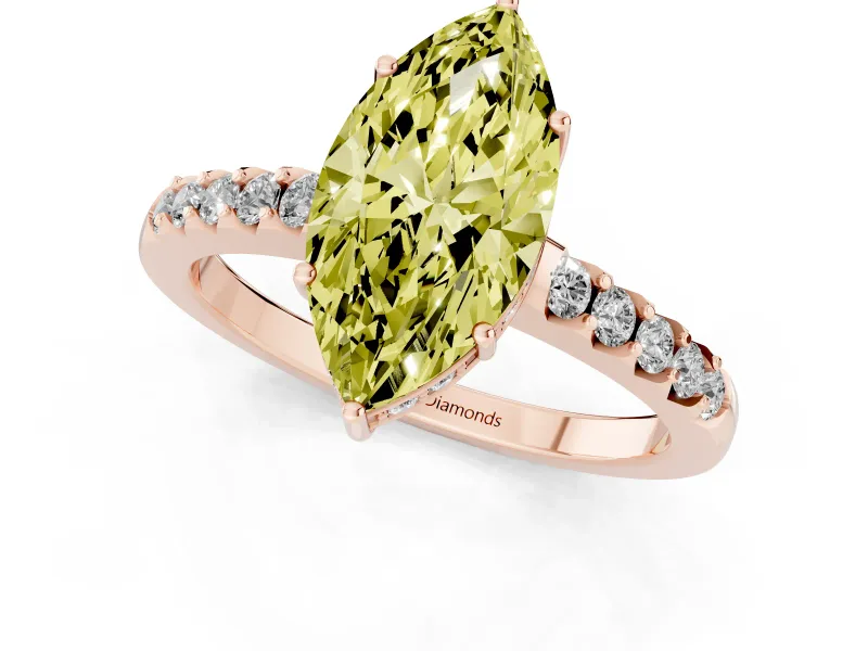 Marquise Engagement Ring Setting for a Fancy Yellow Lab-Grown Diamond | Rose Gold - Design NV-24649