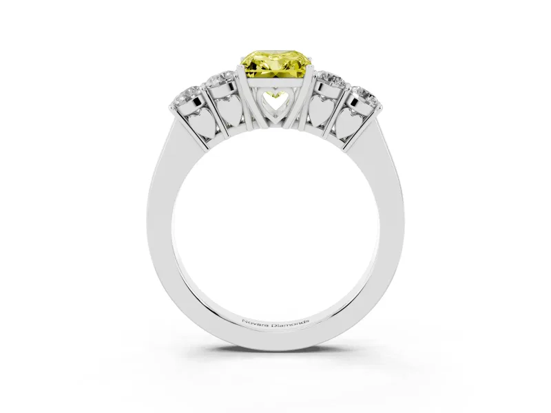Radiant Cut 5 Stone Engagement Ring Setting for a Fancy Yellow Lab-Grown Diamond | Platinum