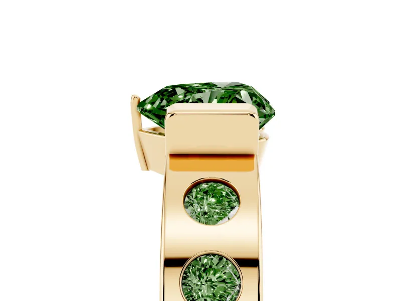 Heart-Shaped Tension Style Engagement Ring Setting for a Fancy Green Lab-Grown Diamond | Yellow Gold