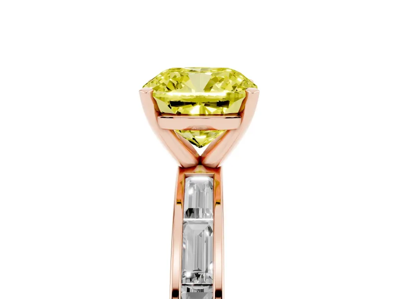 Cushion Cut Channel Set Engagement Ring Setting for a Fancy Yellow Lab-Grown Diamond | Rose Gold