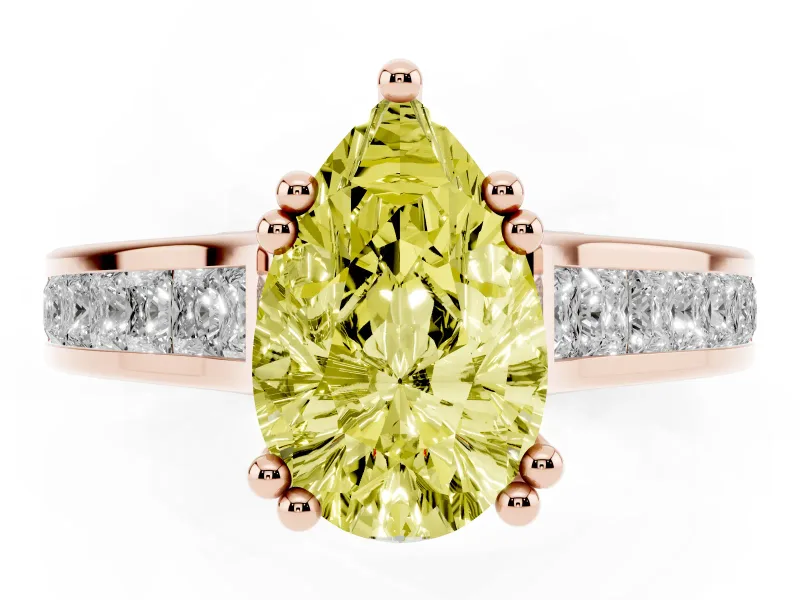 Pear-Shaped Channel Engagement Ring Setting for a Fancy Yellow Lab-Grown Diamond | Rose Gold - Design NV-24671