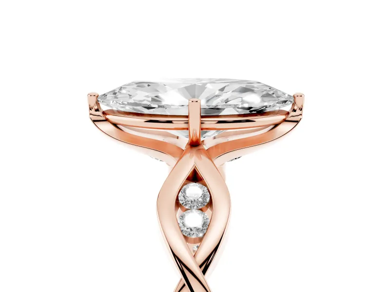 Marquise Twisted Infinity Engagement Ring Setting | Accented Strands | Rose Gold