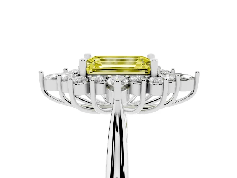 Emerald Cut Engagement Ring Setting for a Fancy Yellow Lab-Grown Diamond | Platinum - Design NV-24790
