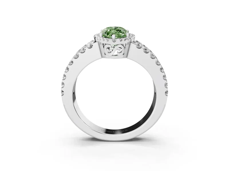 Marquise Halo Split Shank Engagement Ring Setting for a Fancy Green Lab-Grown Diamond | Platinum